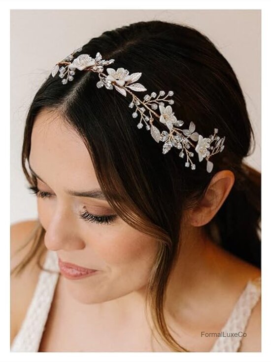 Handmade Bridal Headband Flower Wedding Hair Accessory Hair Piece for Women main image 4